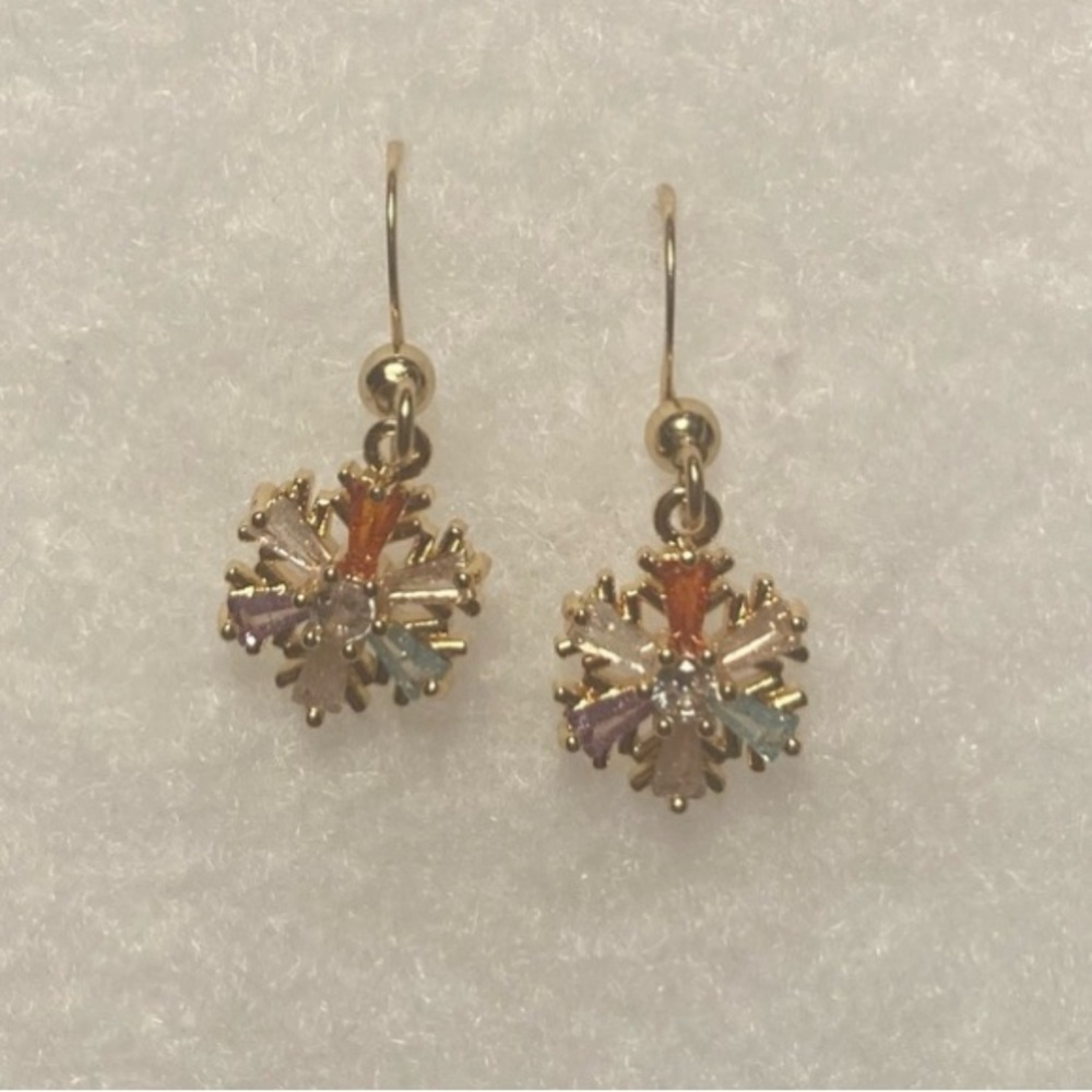 Gold-Tone Multicolor Floral Drop Earrings